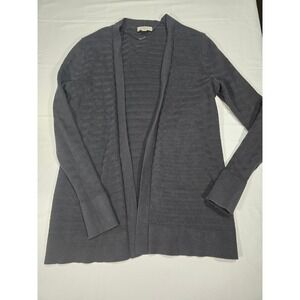 Loft Womens Small Gray Chevron Textured Open Front 100% Cotton Cardigan